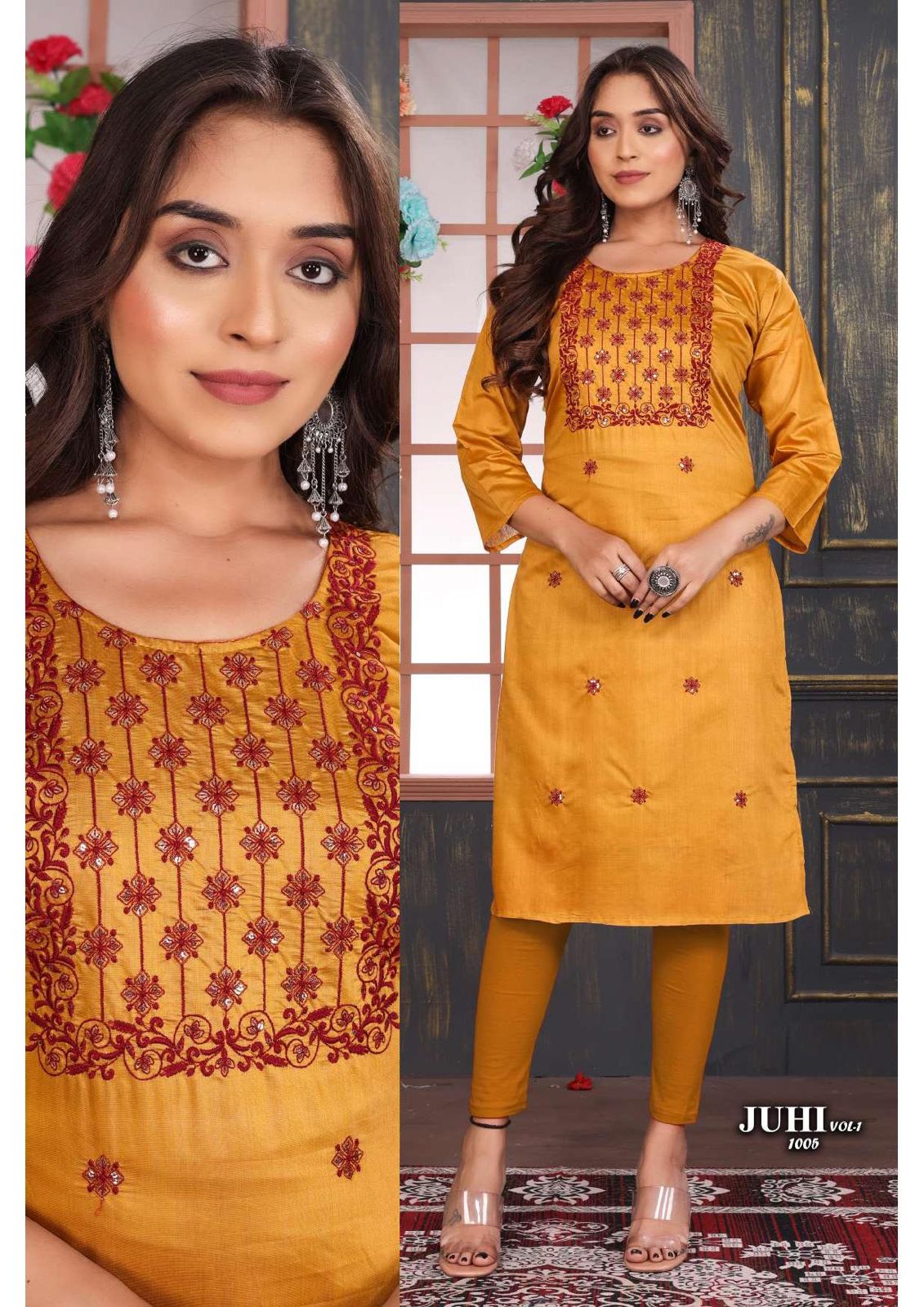 Golden Juhi Vol 1 Wholesale Designer Kurtis Catalog
